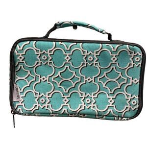 Small Fit & Fresh Thermal Mint Green Gray 3/4 Zip Vinyl Canvas Lunch Tote Bag